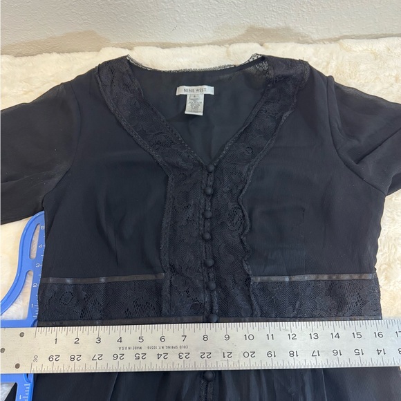 Nine West Black Lace Blouse long sleeve - Picture 12 of 13